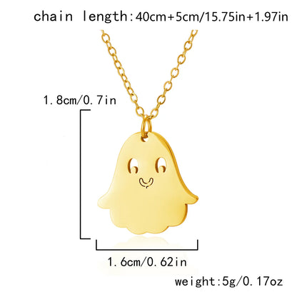 Wholesale Jewelry Funny Pumpkin Ghost Spider 201 Stainless Steel Asymmetrical Hollow Out Pendant Necklace