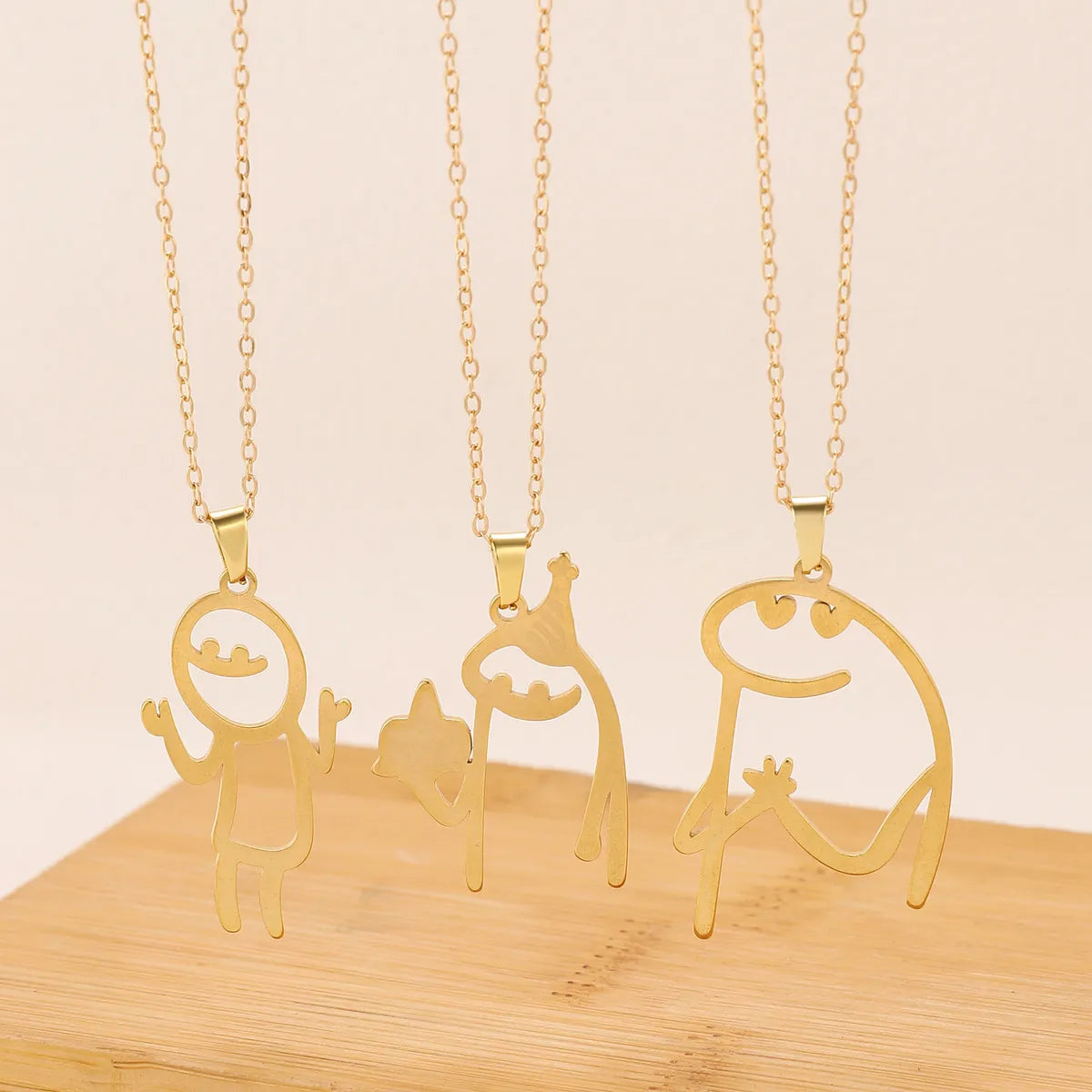 Wholesale Jewelry Funny Simple Style Cartoon Character 304 Stainless Steel Pendant Necklace