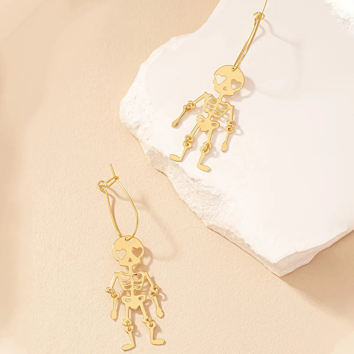 Wholesale Jewelry Funny Simple Style Skull Metal Plating Drop Earrings