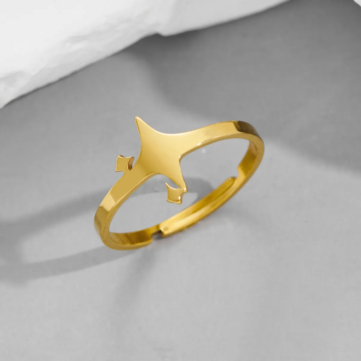 Wholesale Jewelry Funny Sweet Pastoral Star Bat Butterfly 201 Stainless Steel 18K Gold Plated Polishing Open Rings