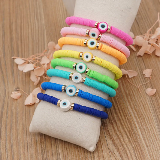 Wholesale Jewelry Geometric Woven Candy Color Eye Beaded Bracelet Gooddiy