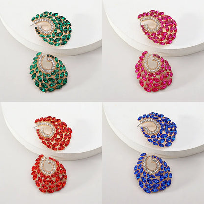 Wholesale Jewelry Glam Classic Style Semicircle Alloy Rhinestones Zircon Plating Hollow Out Inlay Ear Studs