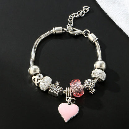 Wholesale Jewelry Glam Cute Heart Shape Flower Butterfly Iron Crystal Zircon White Gold Plated Plating Inlay Bracelets