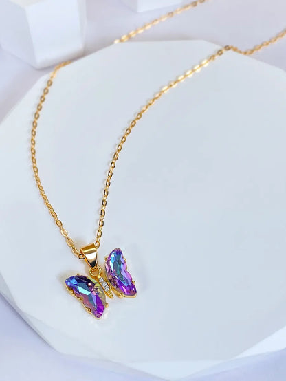 Wholesale Jewelry Glam Luxurious Butterfly Alloy Artificial Gemstones Inlay Earrings Necklace