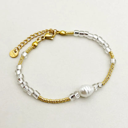 Glam Roman Style Round Gold Plated Pearl Beads 304 Stainless Steel Beaded Wholesale Bracelets Necklace