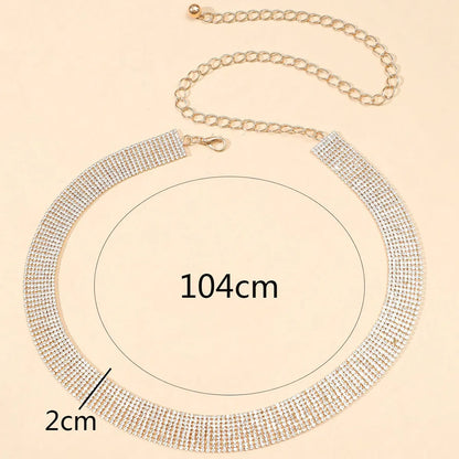 Wholesale Jewelry Glam Shiny Solid Color Alloy Glass Inlay Waist Chain