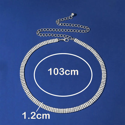 Wholesale Jewelry Glam Shiny Solid Color Alloy Glass Inlay Waist Chain