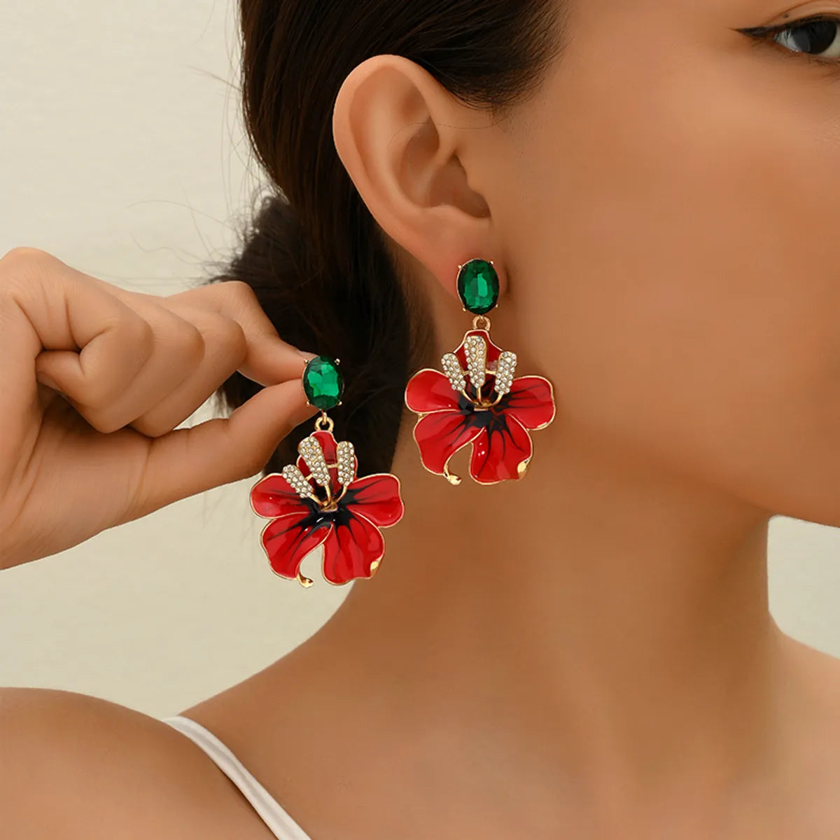 Wholesale Jewelry Glam Simple Style Roman Style Animal Flower Alloy Rhinestones Inlay Drop Earrings