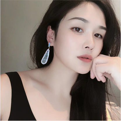 Wholesale Jewelry Glam Water Droplets Alloy Artificial Gemstones Plating Inlay Drop Earrings