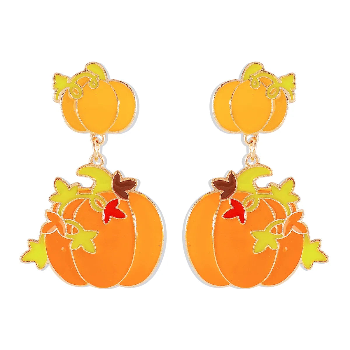 Wholesale Jewelry Gothic Cool Style Pumpkin Alloy Enamel Drop Earrings