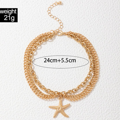 Wholesale Jewelry Gothic Sexy Beach Starfish Heart Shape Snake Alloy Layered Anklet