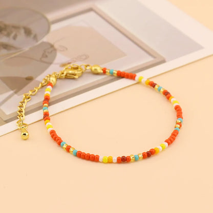 Wholesale Jewelry Handmade Color Block Glass Metal Beaded Bracelets