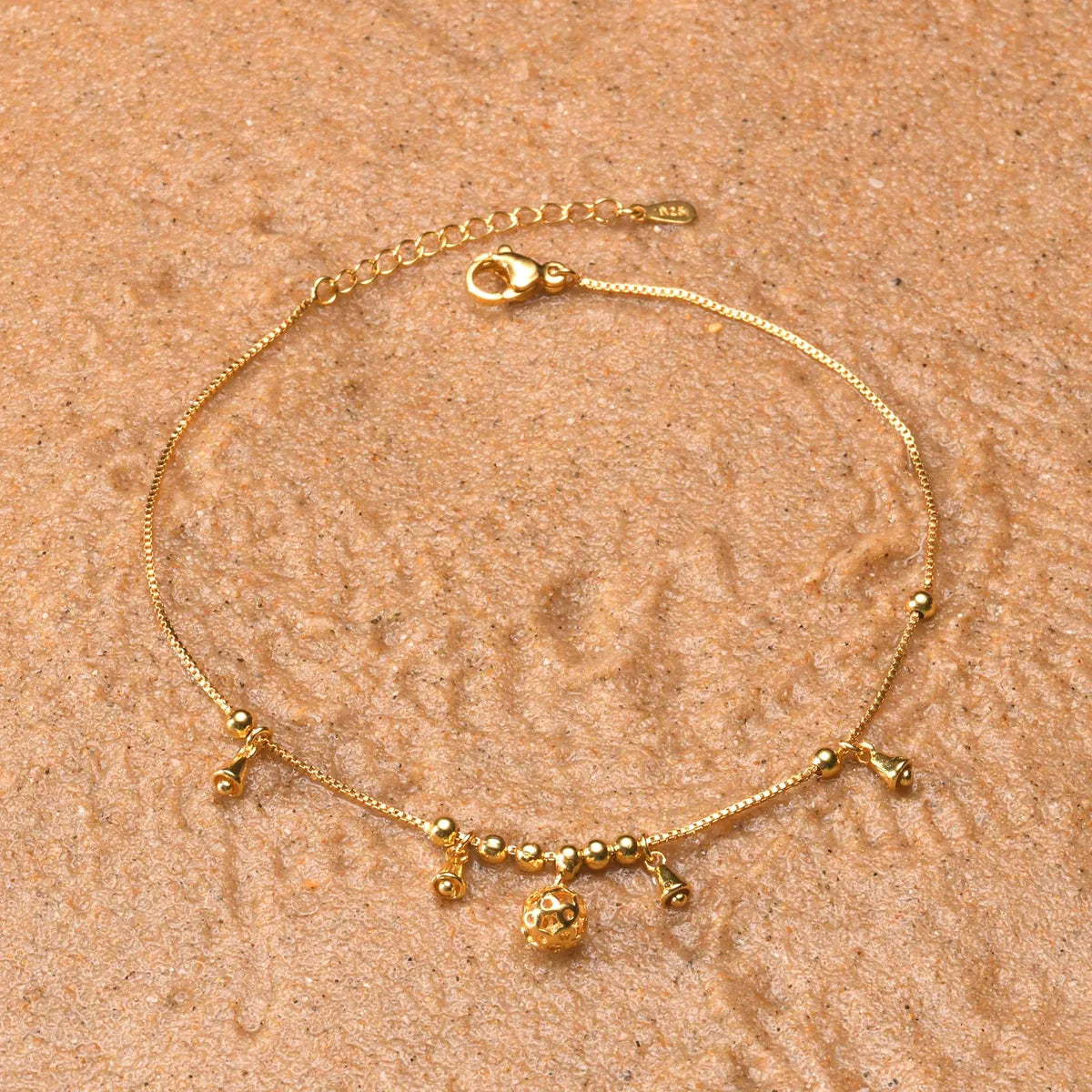 Wholesale Jewelry Hawaiian Vacation Beach Bell 201 Stainless Steel 18K Gold Plated Plating Anklet