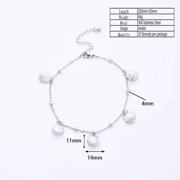 Wholesale Jewelry Hawaiian Vacation Beach Dolphin Shell Fish 304 Stainless Steel Stamping Handmade Anklet