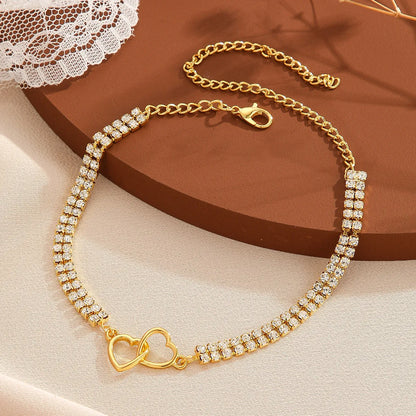 Wholesale Jewelry Hawaiian Vacation Classic Style Heart Shape Copper Rhinestones Inlay Anklet