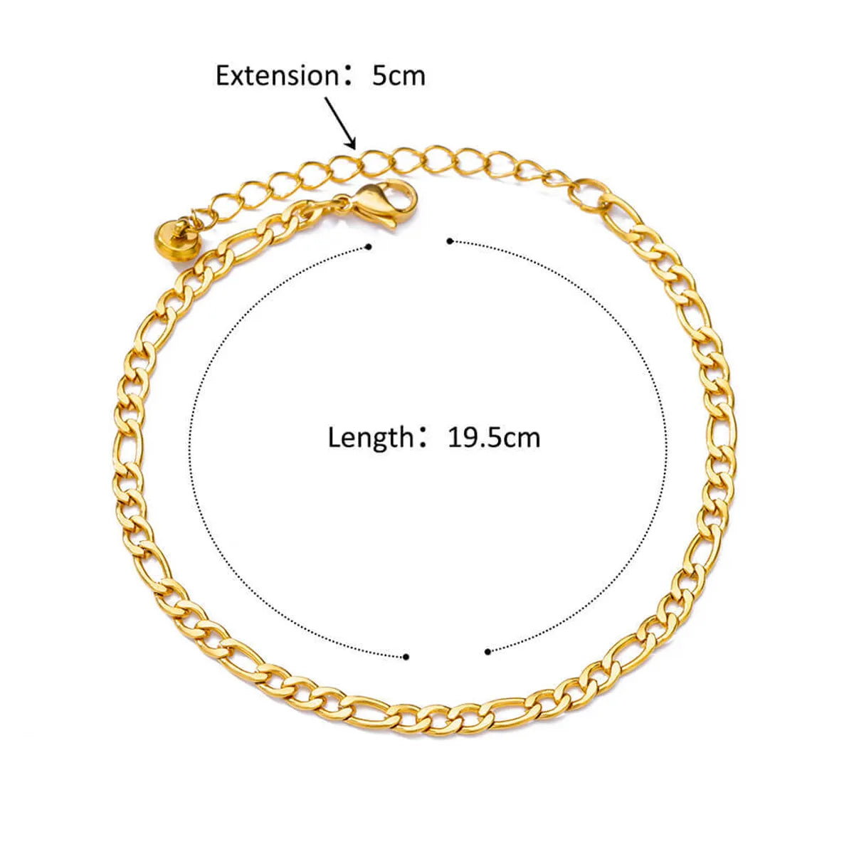 Wholesale Jewelry Hawaiian Vacation Geometric 304 Stainless Steel 18K Gold Plated Anklet