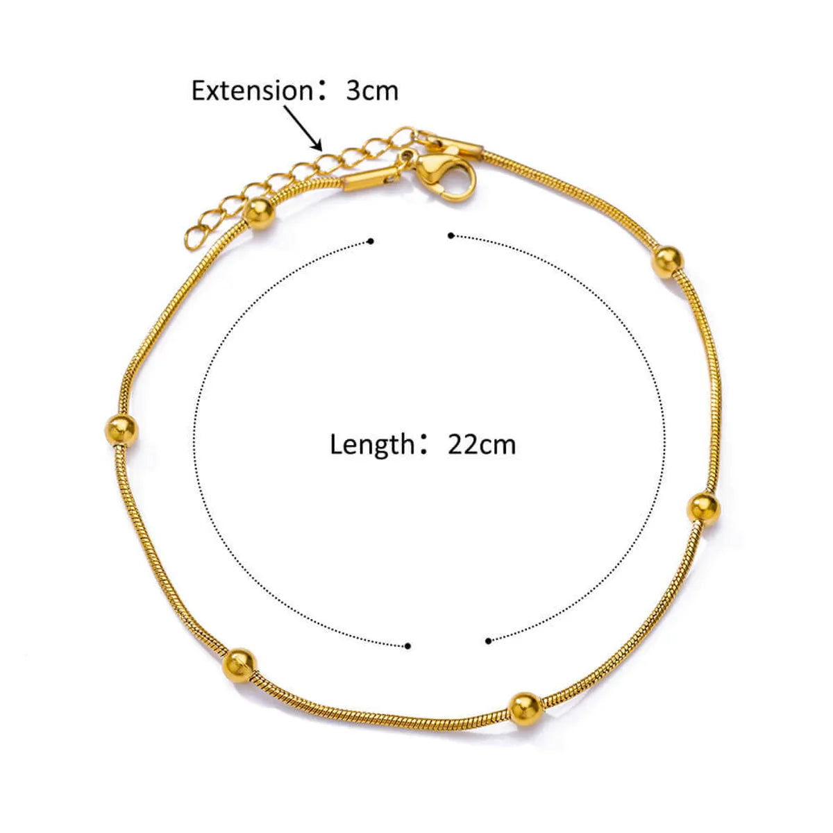 Wholesale Jewelry Hawaiian Vacation Geometric 304 Stainless Steel 18K Gold Plated Anklet