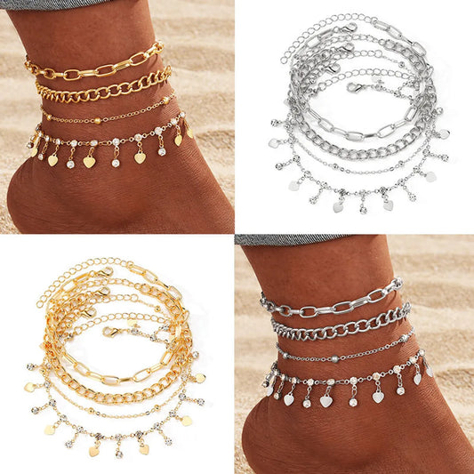 Wholesale Jewelry Hawaiian Vacation Heart Shape Alloy Anklet