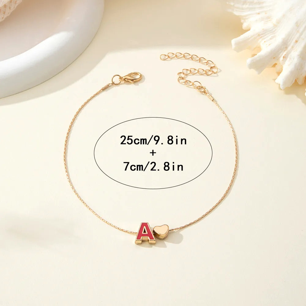 Wholesale Jewelry Hawaiian Vacation Tropical Letter Heart Shape Alloy Epoxy Anklet