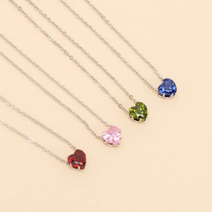 Wholesale Jewelry Heart-shaped Zircon Pendant Necklace Gooddiy