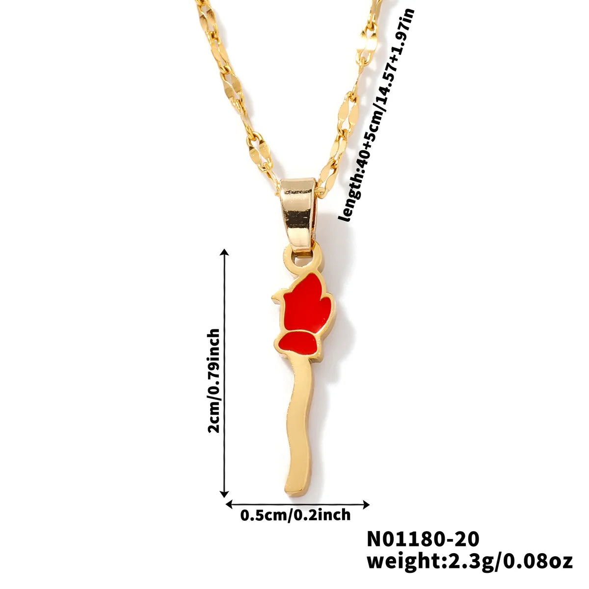 Wholesale Jewelry Hip-Hop Artistic Broom 304 Stainless Steel K Gold Plated Pendant Necklace