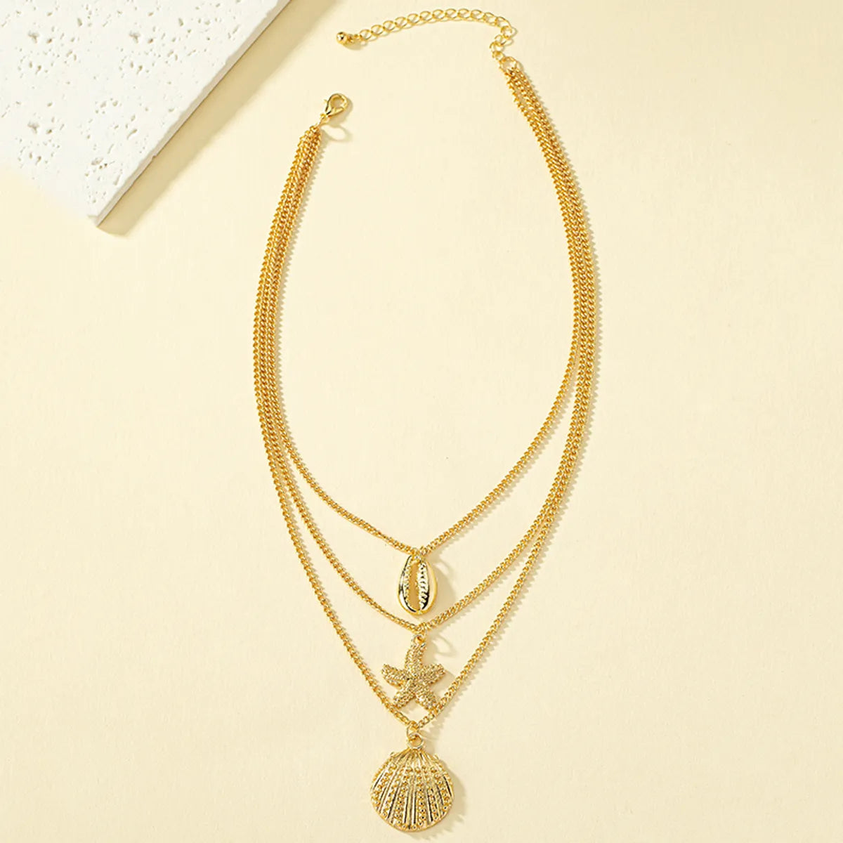 Wholesale Jewelry Hip-hop Beach Starfish Shell Alloy Pendant Necklace