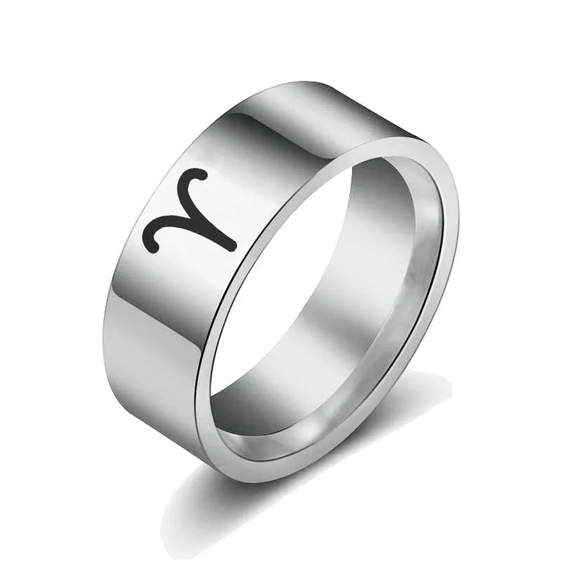 Wholesale Jewelry Hip-Hop Commute Constellation 304 Stainless Steel Silver Plated Carving Rings