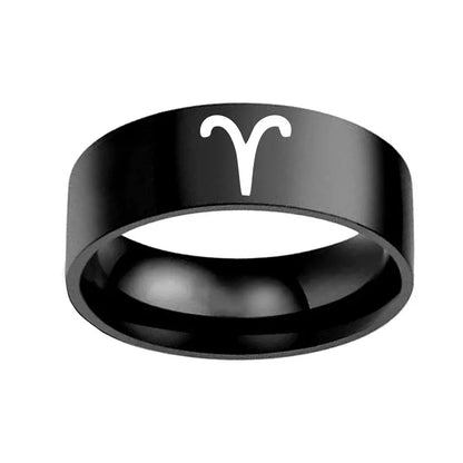 Wholesale Jewelry Hip-Hop Commute Constellation 304 Stainless Steel Silver Plated Carving Rings