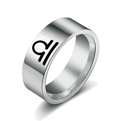 Wholesale Jewelry Hip-Hop Commute Constellation 304 Stainless Steel Silver Plated Carving Rings