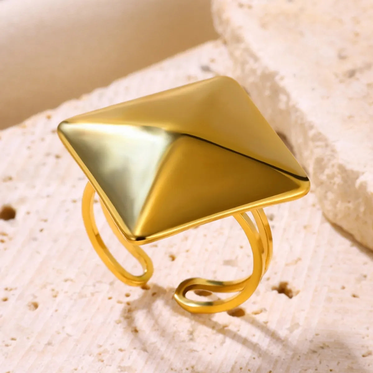 Wholesale Jewelry Hip-Hop Exaggerated Simple Style Rhombus 304 Stainless Steel Open Rings