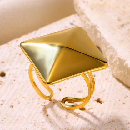 Wholesale Jewelry Hip-Hop Exaggerated Simple Style Rhombus 304 Stainless Steel Open Rings