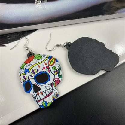 1 Pair Hip-Hop Funny Classic Style Skeleton Skull Printing Three-Dimensional Arylic Drop Earrings