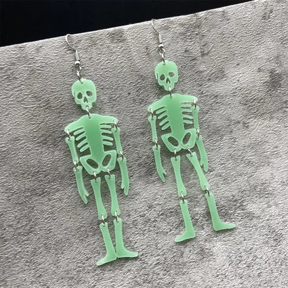 1 Pair Hip-Hop Funny Classic Style Skeleton Skull Printing Three-Dimensional Arylic Drop Earrings