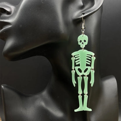 1 Pair Hip-Hop Funny Classic Style Skeleton Skull Printing Three-Dimensional Arylic Drop Earrings