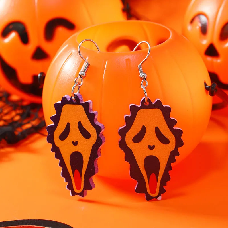 Wholesale Jewelry Hip-Hop Funny Monster Skull Grimace Arylic Alloy Drop Earrings