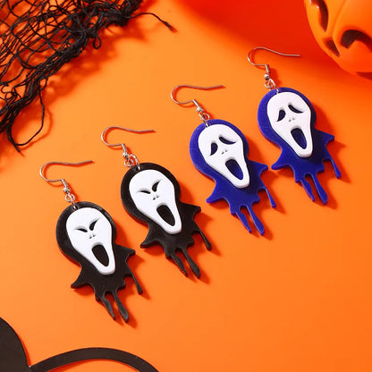 Wholesale Jewelry Hip-Hop Funny Monster Skull Grimace Arylic Alloy Drop Earrings