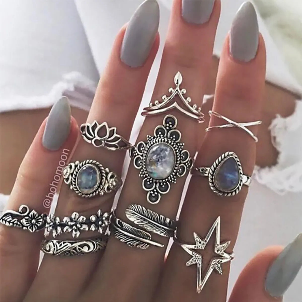 Wholesale Jewelry Hip-Hop Geometric Water Droplets Argyle Alloy Plating Rings