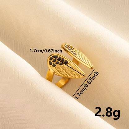 Wholesale Jewelry Hip-Hop Retro Classic Style Geometric 304 Stainless Steel 18K Gold Plated Polishing Enamel Open Rings