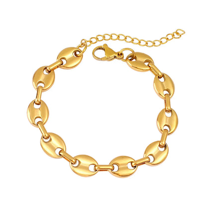 Wholesale Jewelry Hip-Hop Retro Solid Color 304 Stainless Steel Chain Bracelets Necklace