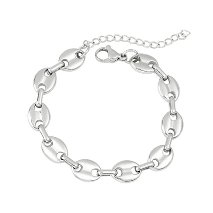 Wholesale Jewelry Hip-Hop Retro Solid Color 304 Stainless Steel Chain Bracelets Necklace