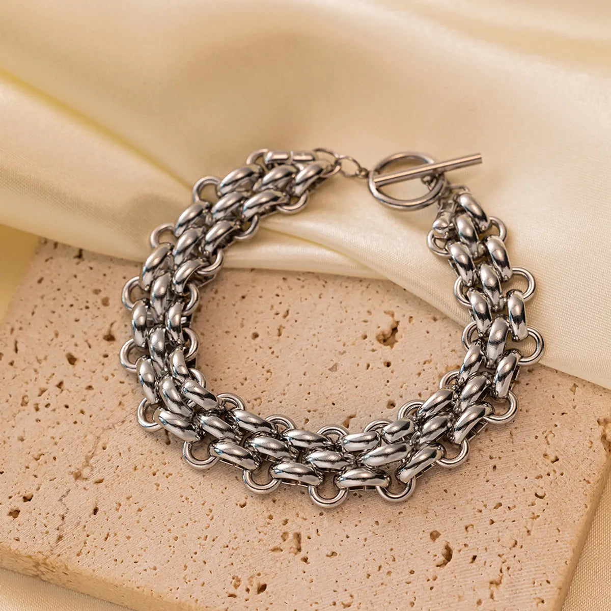 Wholesale Jewelry Hip-Hop Retro Solid Color Titanium Steel Plating Bracelets Necklace