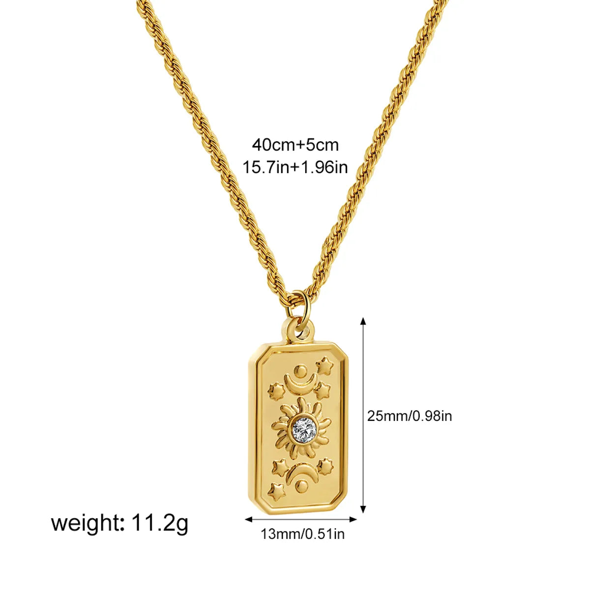 Wholesale Jewelry Hip-Hop Retro Square 304 Stainless Steel Pendant Necklace