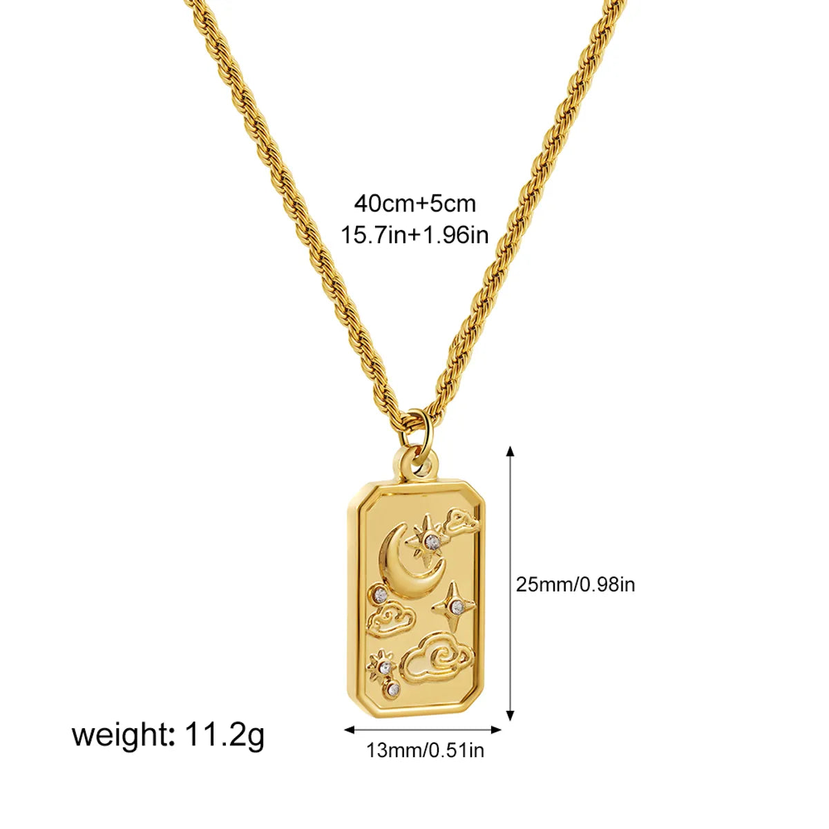 Wholesale Jewelry Hip-Hop Retro Square 304 Stainless Steel Pendant Necklace