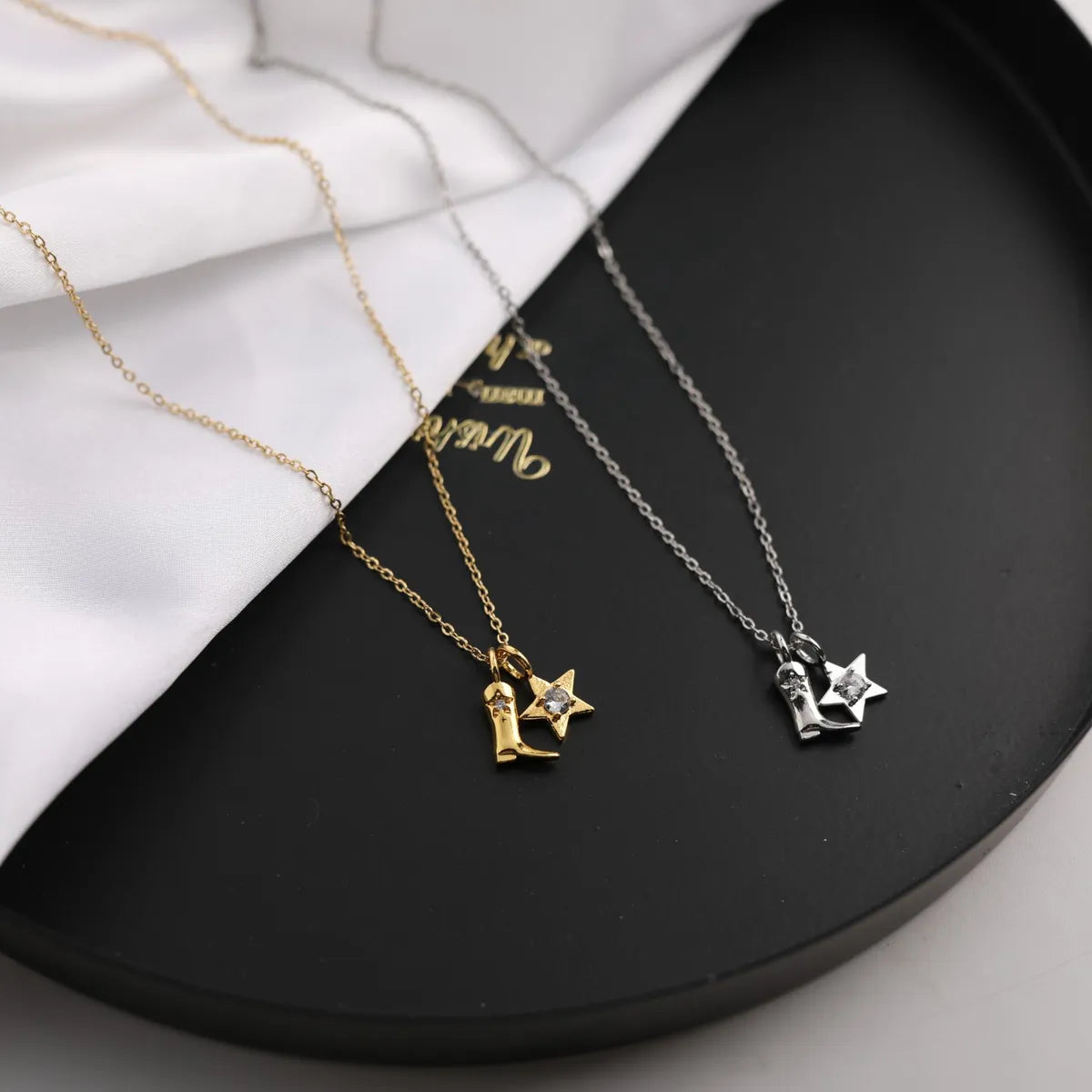 Hip-Hop Retro Star Boots Gold Plated Copper Wholesale Pendant Necklace