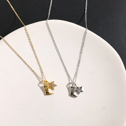 Hip-Hop Retro Star Boots Gold Plated Copper Wholesale Pendant Necklace