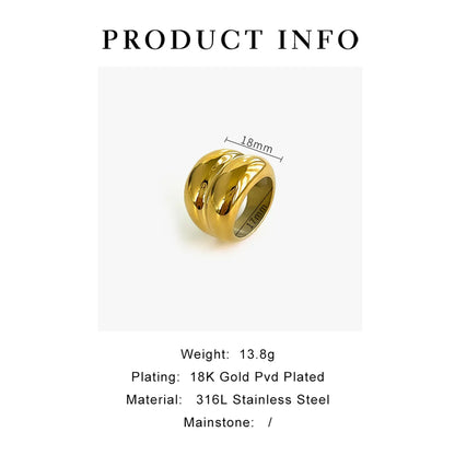 Wholesale Jewelry Hip-Hop Simple Style Classic Style Solid Color 316L Stainless Steel  18K Gold Plated Plating Rings