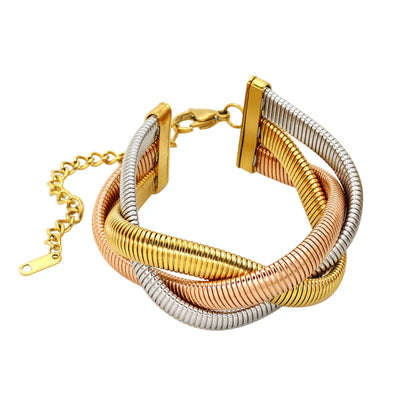 Wholesale Jewelry Hip-Hop Simple Style Commute Geometric 304 Stainless Steel 316 Stainless Steel  Zircon 18K Gold Plated Inlay Bracelets Earrings Necklace