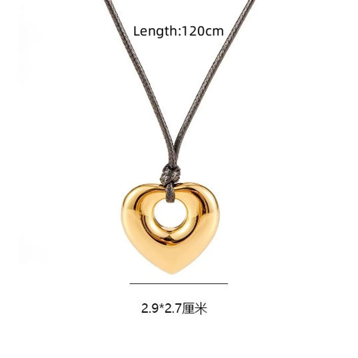 Wholesale Jewelry Hip-Hop Simple Style Heart Shape Titanium Steel Polishing Pendant Necklace