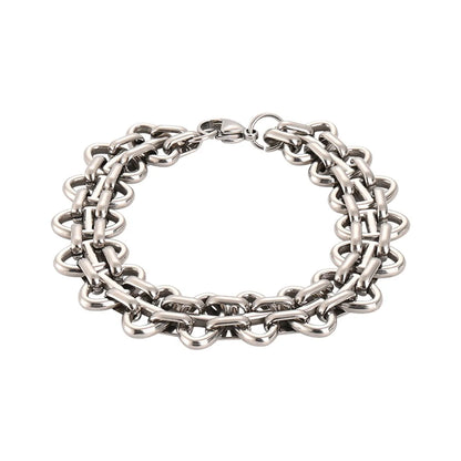 Wholesale Jewelry Hip-Hop Simple Style Printing Titanium Steel Polishing Bracelets Necklace