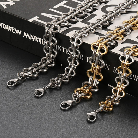 Wholesale Jewelry Hip-Hop Simple Style Printing Titanium Steel Polishing Bracelets Necklace